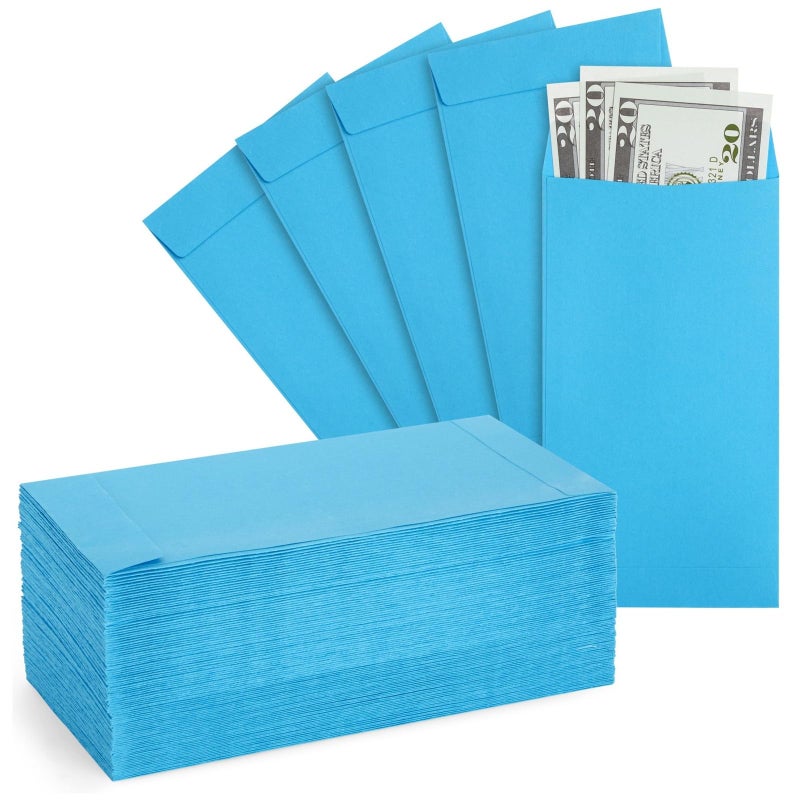 Okuna Outpost Money Envelopes - 3.5 x 6.5 in, Blue, 100-Pack, Modern - Peel & Seal Flap & 100 GSM Paper - Coin Envelopes for Cash Storage, Budgeting & Gifting - Image 1